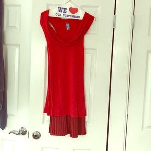 Free People red dress with pleated bottom